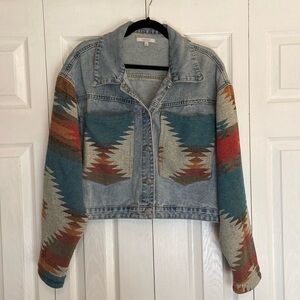 Western style cropped jean jacket